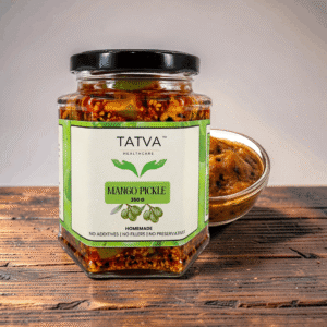 Tatva Healthcare Homemade Mango Pickle 250g in Peanut Oil | Traditional Indian Aam Ka Achar | Glass Jar