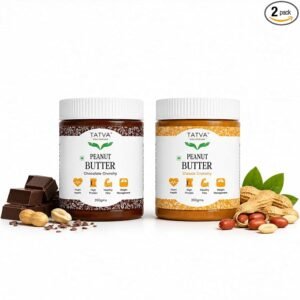 Tatva Healthcare Peanut Butter Combo | Classic & Chocolate Peanut Butter | Creamy Roasted Peanut Spread | 350g Each | Pack of 2 | 700g Total | Breakfast Smoothies & Snacks