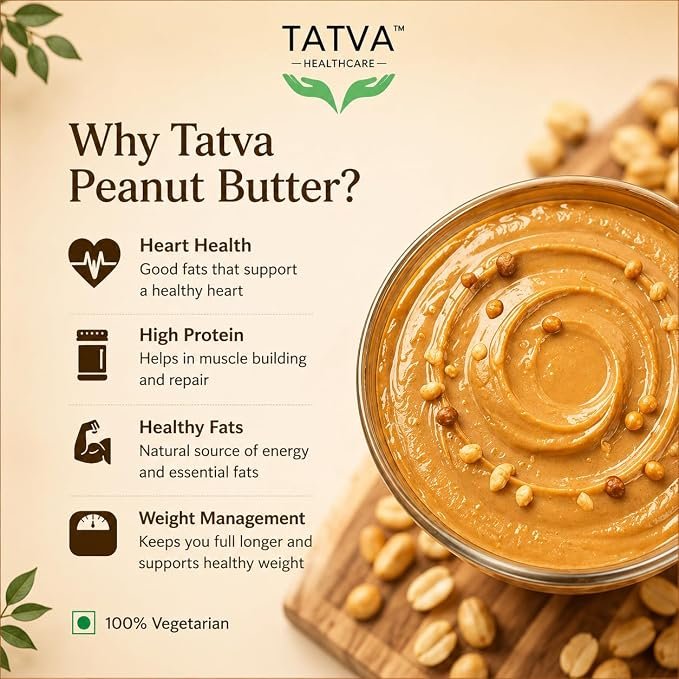 Tatva Healthcare Peanut Butter Combo | Classic & Chocolate Peanut Butter | Creamy Roasted Peanut Spread | 350g Each | Pack of 2 | 700g Total | Breakfast Smoothies & Snacks - Image 2